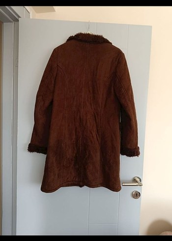 Kahverengi Süet Kürklü Midi Kadın Kaban - Görsel 3