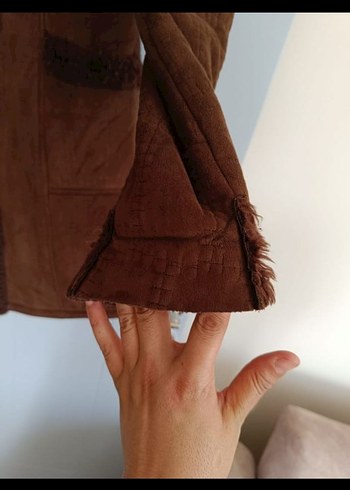 Kahverengi Süet Kürklü Midi Kadın Kaban - Görsel 4