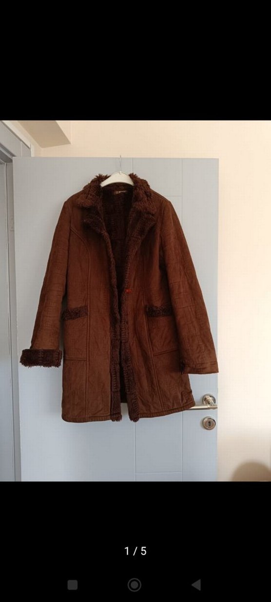 Kahverengi Süet Kürklü Midi Kadın Kaban - Görsel 2