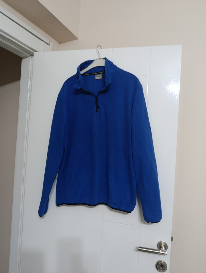 Mavi Fermuarlı Erkek Polar Sweatshirt - Görsel 2