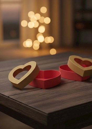 Kırmızı Kalp Desenli Kadın Kol Düğmeleri - Görsel 2