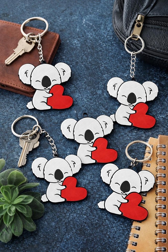 Renkli Koala Desenli Anahtarlık Seti - Görsel 2