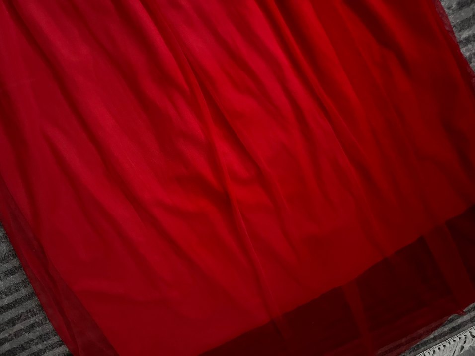 Dantel Detaylı Kırmızı Midi Elbise - Görsel 2