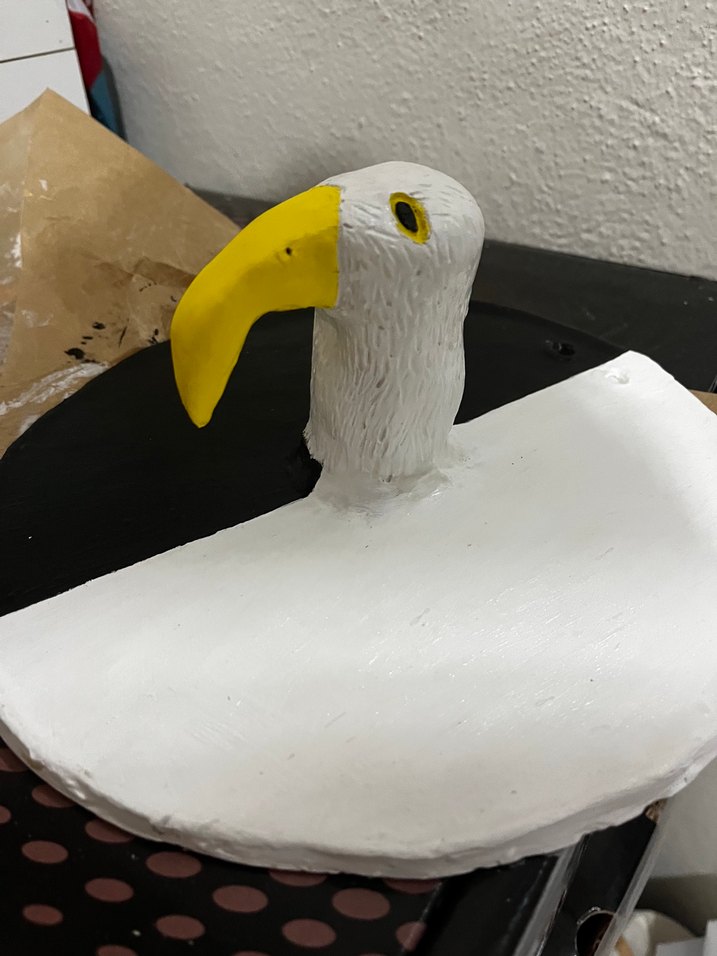 Beyaz ve Siyah Dekoratif kilden  Kartal Figür - Görsel 2