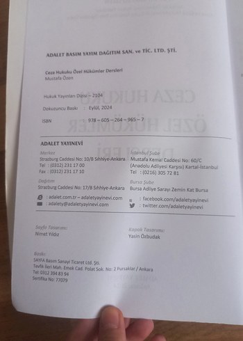 Ceza Hukuku Özel Hükümler Dersleri - 9. Baskı