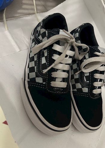 Unisex Cocuk Vans Siyah Beyaz Kareli Spor Ayakkabı - Görsel 3