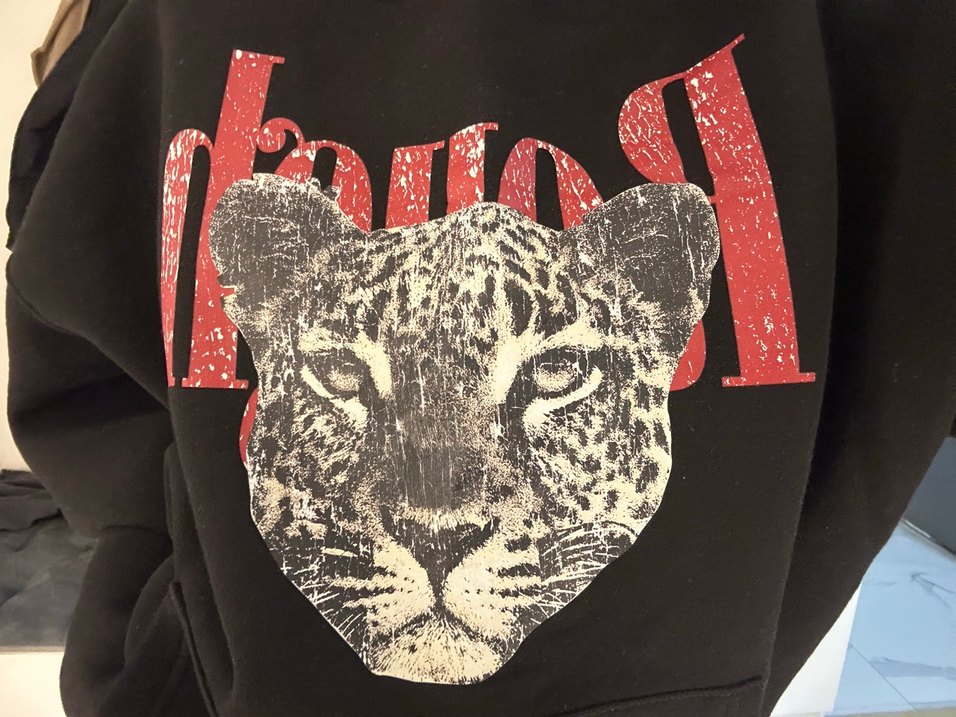 Leopar Detaylı Siyah Sweatshirt - Görsel 2