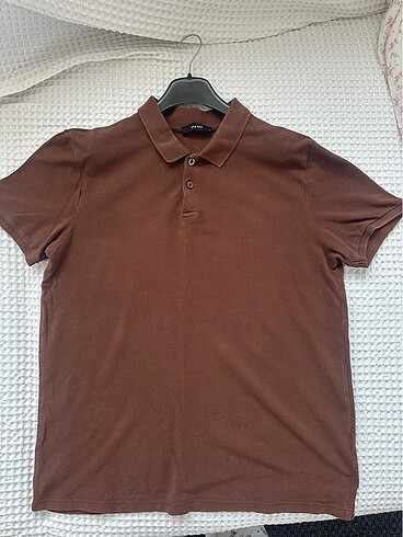 Kahverengi polo yaka t-shirt
