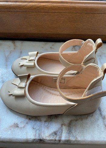 Kız Çocuk Bej Fiyonklu Babet Ayakkabı - Görsel 2