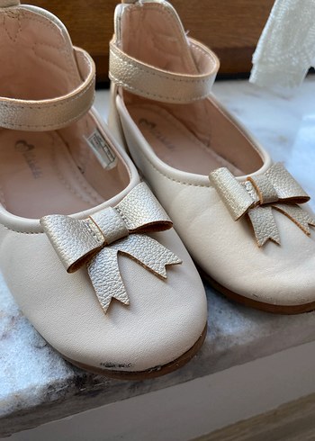 Kız Çocuk Bej Fiyonklu Babet Ayakkabı - Görsel 4