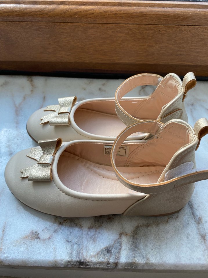 Kız Çocuk Bej Fiyonklu Babet Ayakkabı - Görsel 2