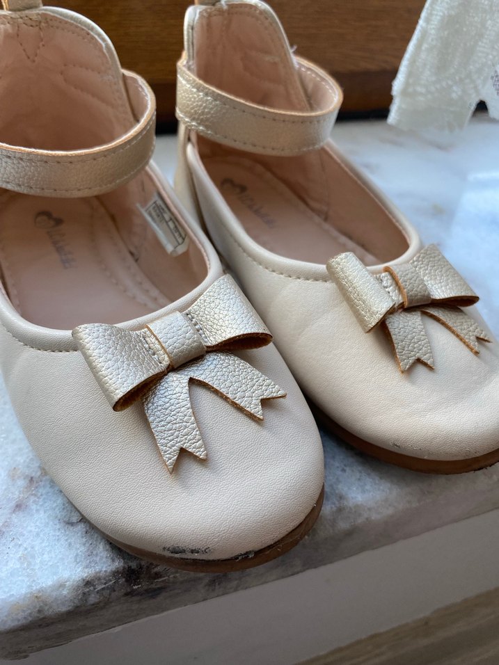 Kız Çocuk Bej Fiyonklu Babet Ayakkabı - Görsel 4