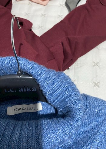 Mavi Balıkçı Yaka Örgü Kadın Kazak - Görsel 3