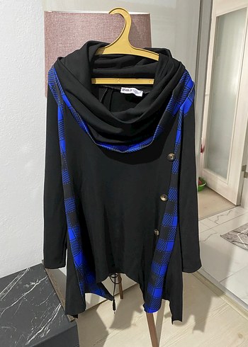 Siyah Ekose Desenli Kadın Tunik - Görsel 4
