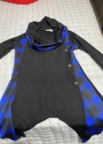 Siyah Ekose Desenli Kadın Tunik - Görsel 2