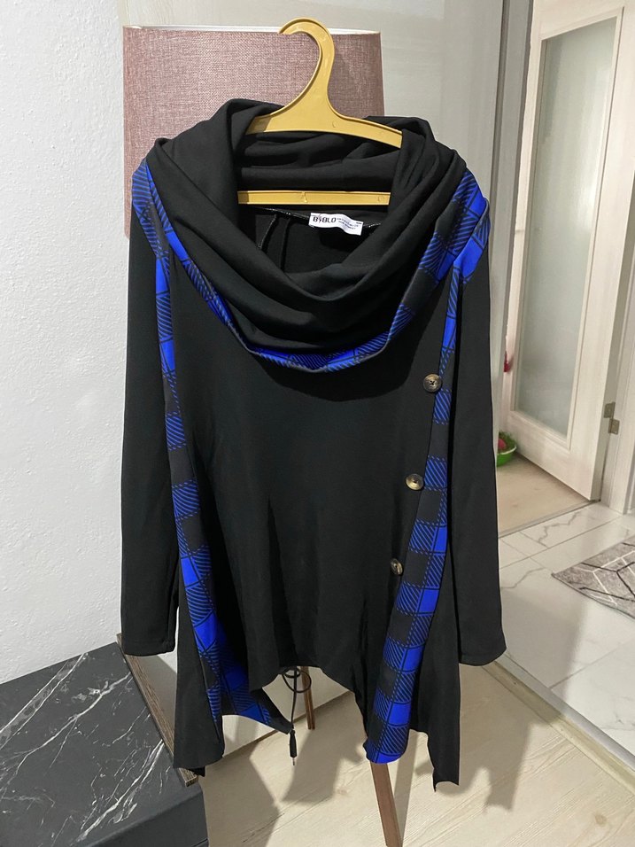 Siyah Ekose Desenli Kadın Tunik - Görsel 4