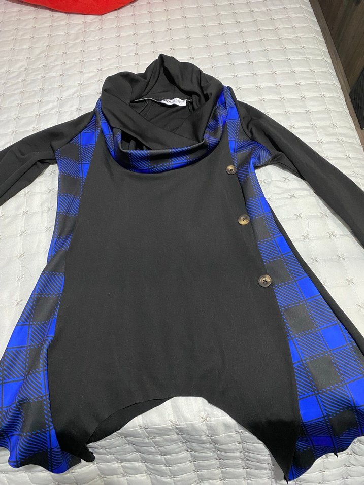 Siyah Ekose Desenli Kadın Tunik - Görsel 2