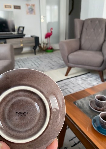 Çok Renkli porselen Kahve Fincanları ve Tabağı Seti - Görsel 5