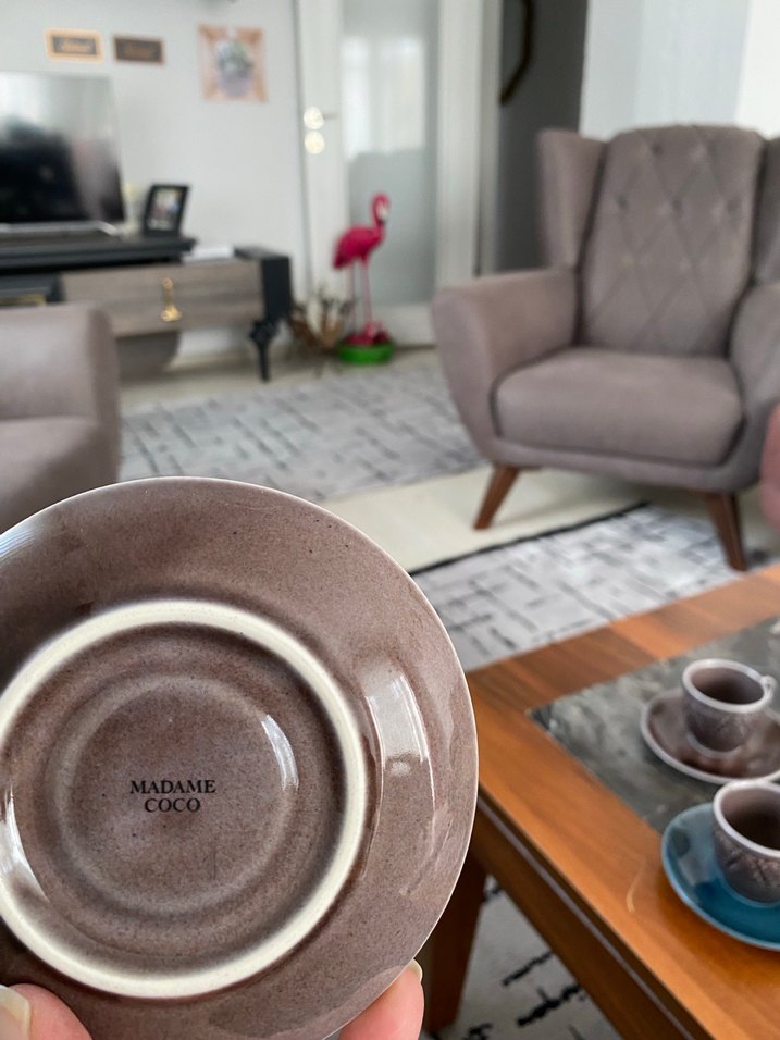 Çok Renkli porselen Kahve Fincanları ve Tabağı Seti - Görsel 5