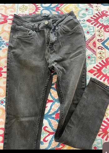 Gri Dar Kesim erkek Denim Pantolon