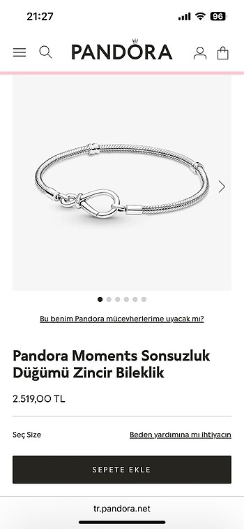 Pandora sonsuzluk düğümü bileklik