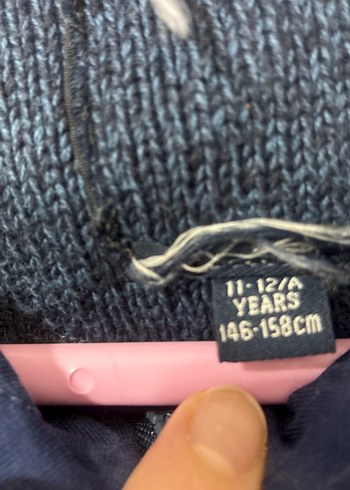 Kapüşonlu Erkek Çocuk Mavi Örgü Mont - Görsel 3