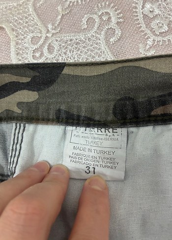 Kemerli Kamuflaj Desenli erkek Kumaş Pantolon M beden yazlık - Görsel 4