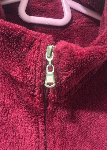 Bordo Fermuarlı Yumuşak Kadın Yelek peluş m beden - Görsel 3