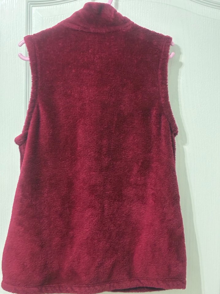 Bordo Fermuarlı Yumuşak Kadın Yelek peluş m beden - Görsel 4