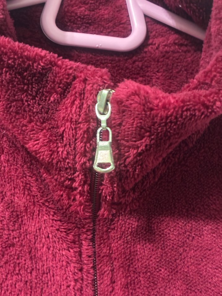 Bordo Fermuarlı Yumuşak Kadın Yelek peluş m beden - Görsel 3