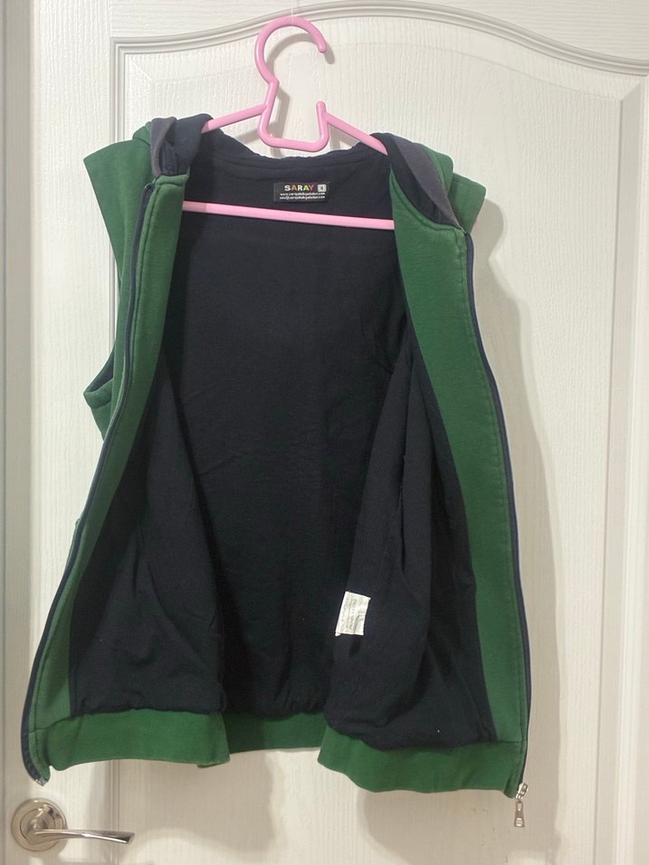 Erkek Çocuk Yeşil Fermuarlı Kapüşonlu Yelek 8 numara beden - Görsel 4