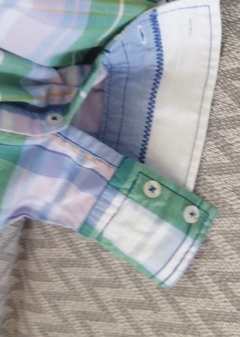 Düğmeli Yeşil Pamuklu Kadın Gömlek - Görsel 3