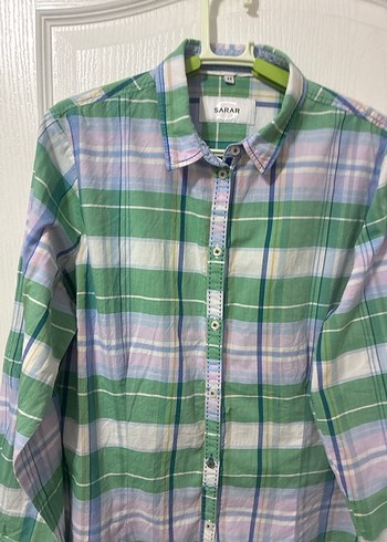 Düğmeli Yeşil Pamuklu Kadın Gömlek - Görsel 4