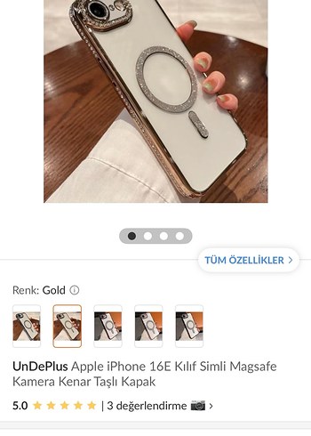 Altın Renkli Payetli Telefon Kılıfı ıpone 16 S E - Görsel 3