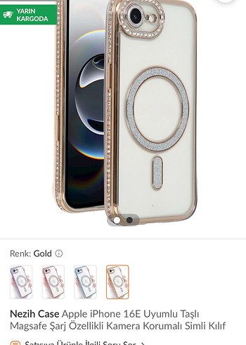 Altın Renkli Payetli Telefon Kılıfı ıpone 16 S E - Görsel 5