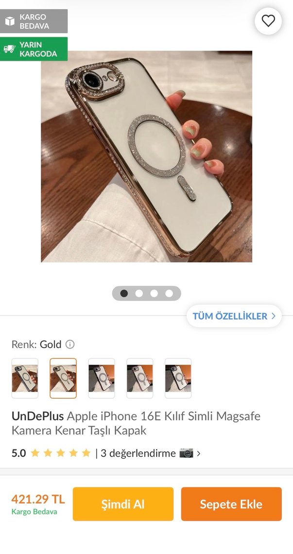 Altın Renkli Payetli Telefon Kılıfı ıpone 16 S E - Görsel 3