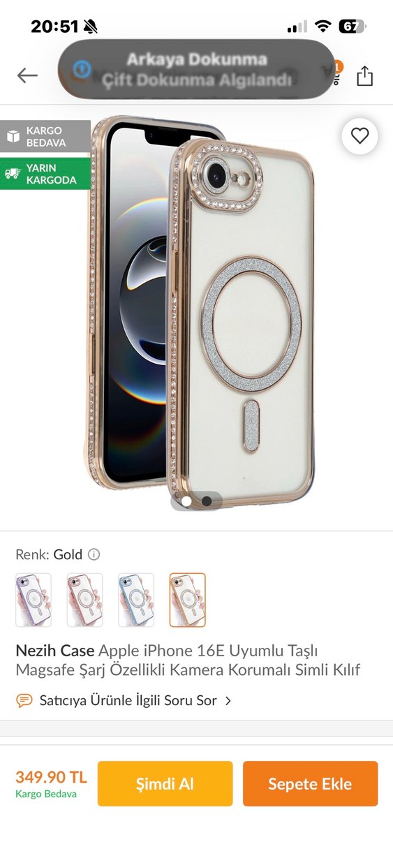 Altın Renkli Payetli Telefon Kılıfı ıpone 16 S E - Görsel 5