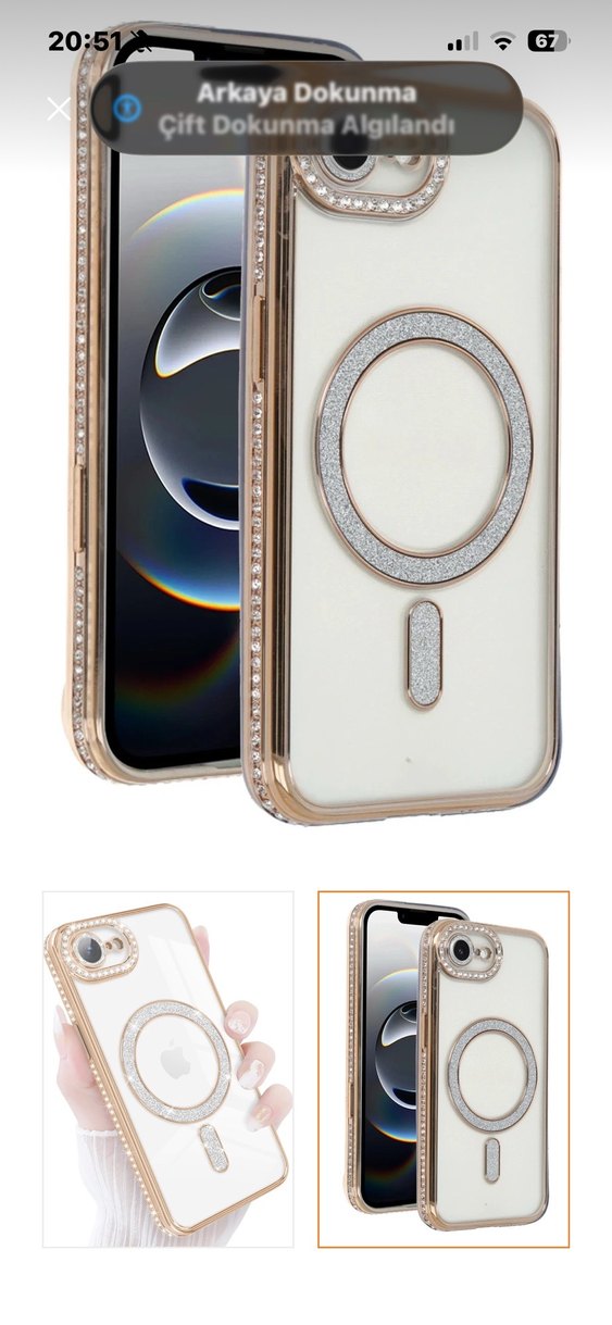 Altın Renkli Payetli Telefon Kılıfı ıpone 16 S E - Görsel 4