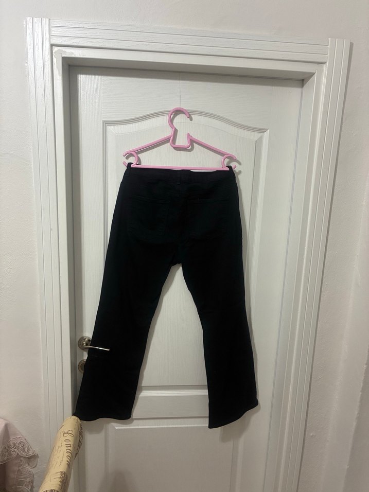 Kemerli Siyah kadın Kot Pantolon esnek kumaş - Görsel 2