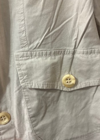 Bej Düğmeli Midi Keten Kadın Ceket - Görsel 4