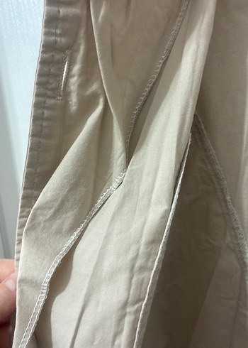 Bej Düğmeli Midi Keten Kadın Ceket - Görsel 3