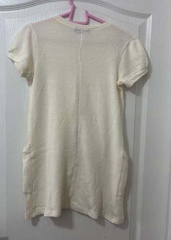 Kadın Beyaz Keten Midi Triko Elbise - Görsel 5