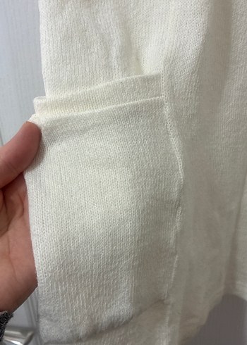 Kadın Beyaz Keten Midi Triko Elbise - Görsel 4