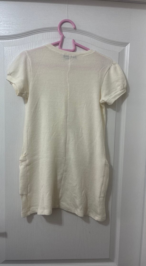 Kadın Beyaz Keten Midi Triko Elbise - Görsel 5