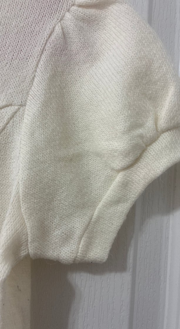 Kadın Beyaz Keten Midi Triko Elbise - Görsel 3