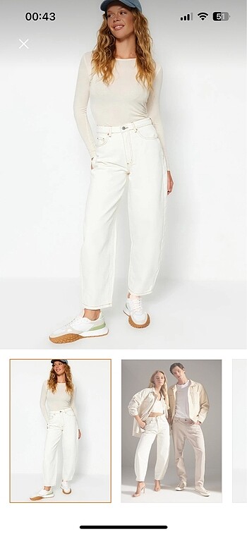 Beyaz Baggy Jean
