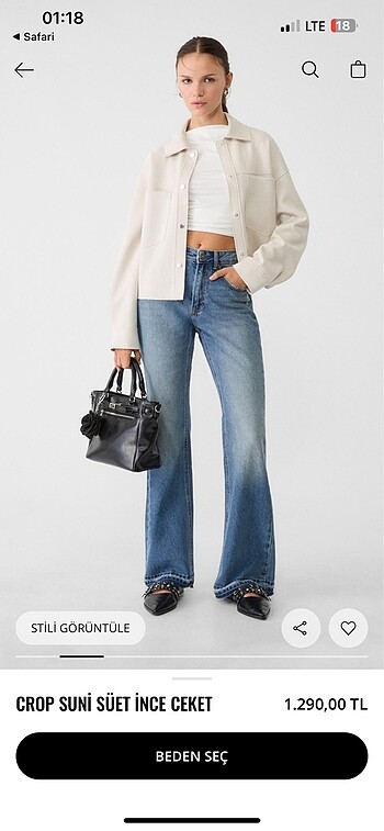Stradivarius crop suni süet ince ceket