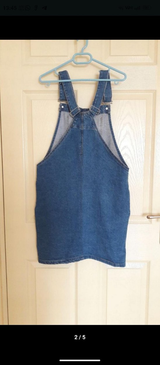 Kadın Mavi Kot Midi Salopet - Görsel 2