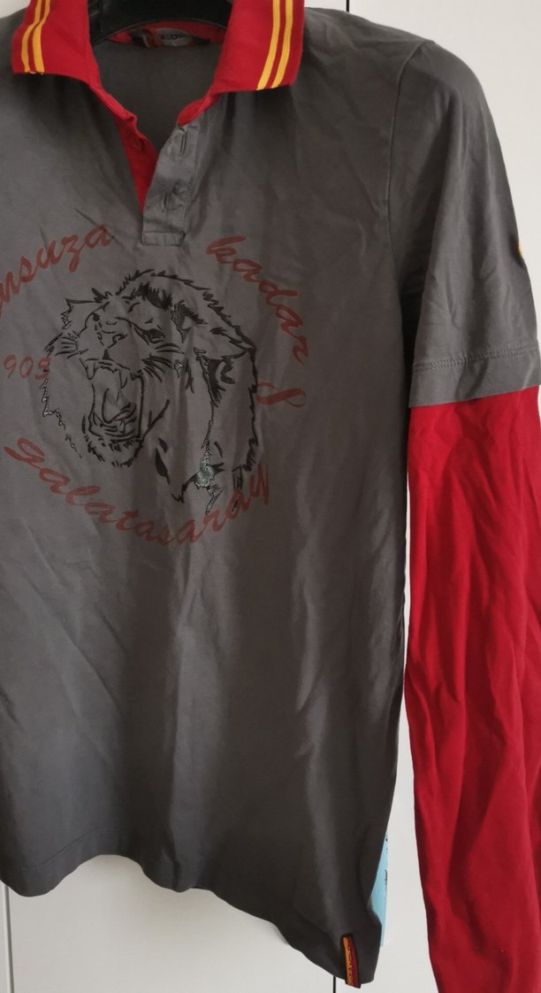 Uzun Kollu Gri Erkek taraftar Polo Tişört - Görsel 4