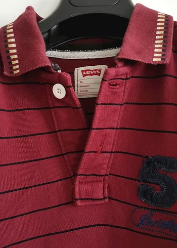 Bordo Çizgili Erkek Polo Tişört - Görsel 4